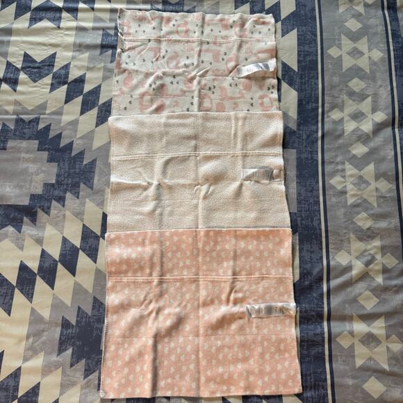 Baby Girl Burp Cloths Lot Pink & Neutral Set of 3 - Picture 2 of 4